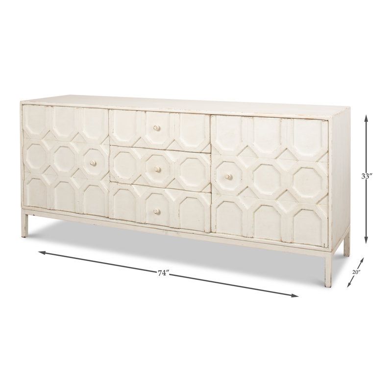 Becket 74'' W Solid Wood Sideboard, Antique White