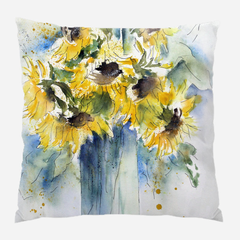  Coussin décoratif aquarelle, Microsuède, Intérieur