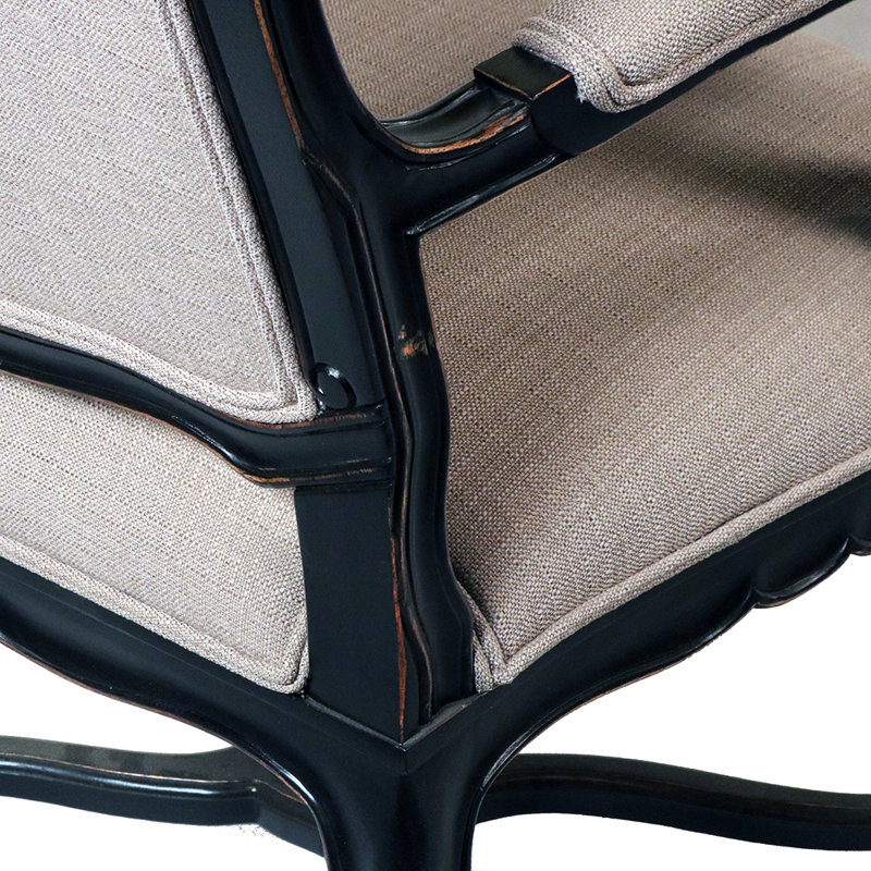 Koreon Upholstered Armchair, Black, No, Light Gray Polyester Blend