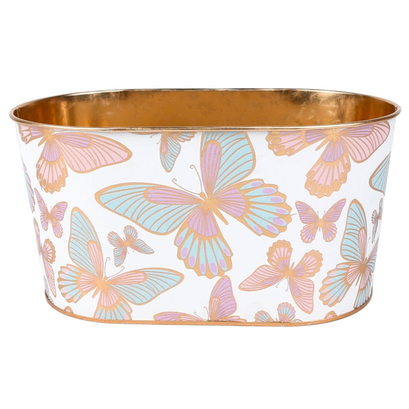 Butterfly Flutter Printed Metal Bucket