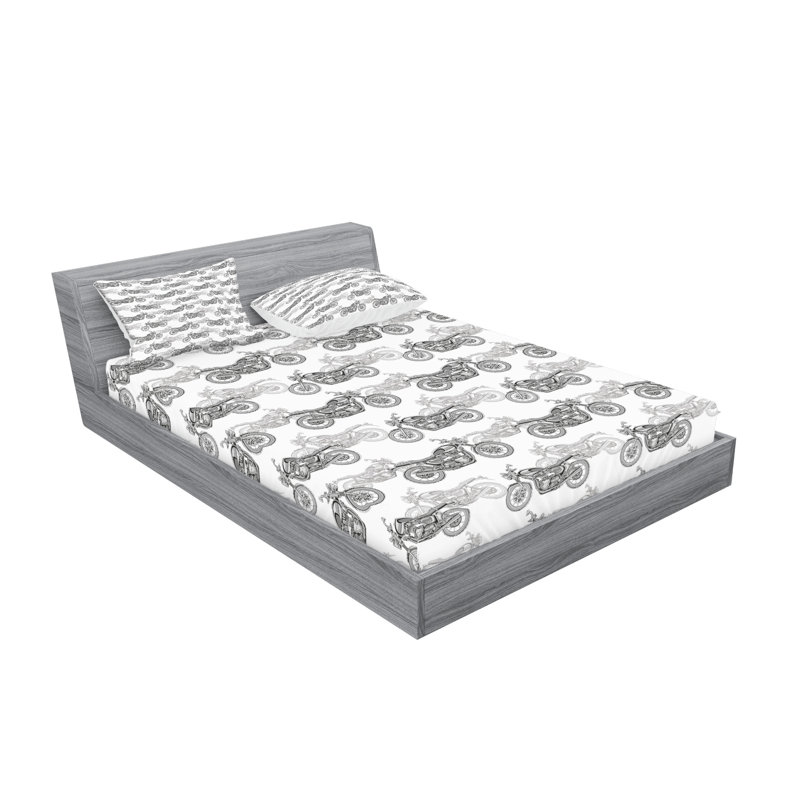Drap-housse et coussin décoratif Ambesonne Sea Shells, blanc écume de mer, Calking Fitted Sheet Set + 4 Pillow Cases