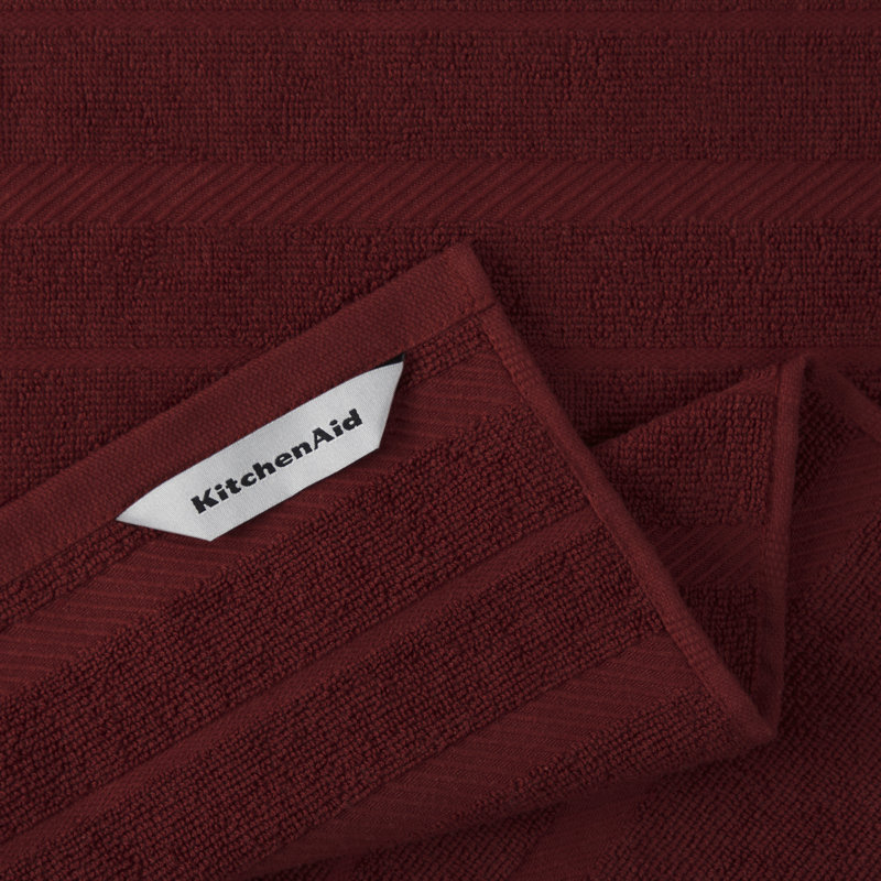 KitchenAid Albany Kitchen Towel 4-Pack Set, Maroon