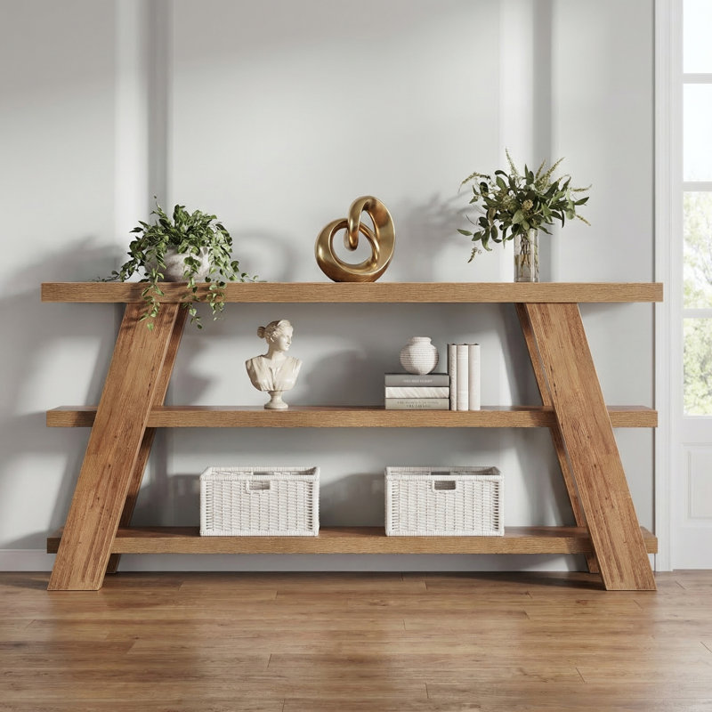 70.9" Farmhouse Console Table with Storage Shelves, 3-Tier Narrow Sofa Table Behind Couch for Entryway, Living Room & Hallway