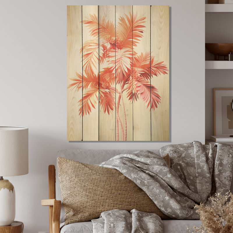 Palmier sérénité - palmiers et palmiers, art sur bois de pin naturel, H 40 po x l 30 po