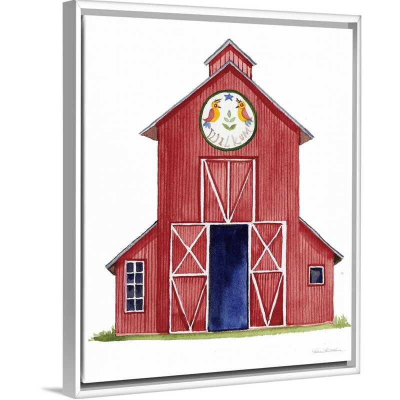 «Life on the Farm Barn Element II», reproduction d'art, H 22 po x l 18 po x P 1,75 po, Cadre flottant blanc