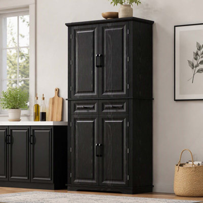 Rustic Embossed Kitchen Pantry With Ample Organized Storage Solutions