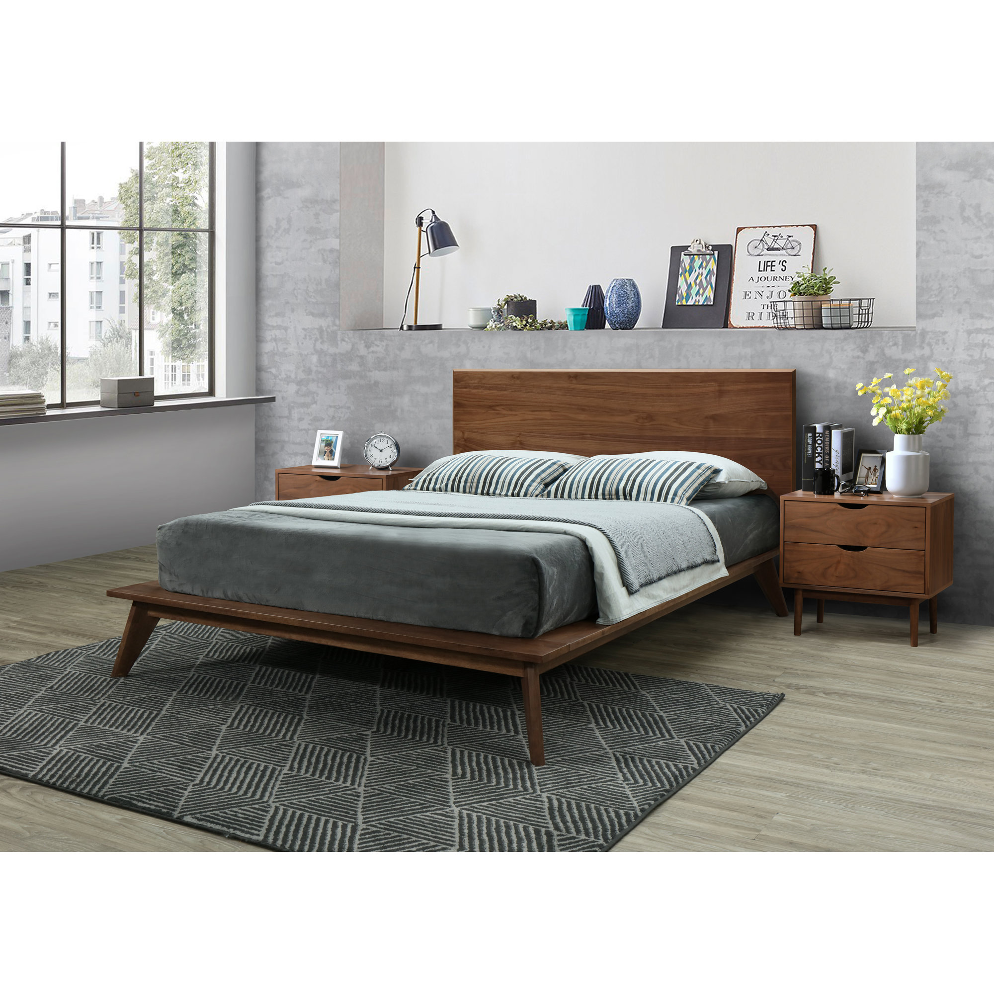 Florian Platform Bed, Black, Queen