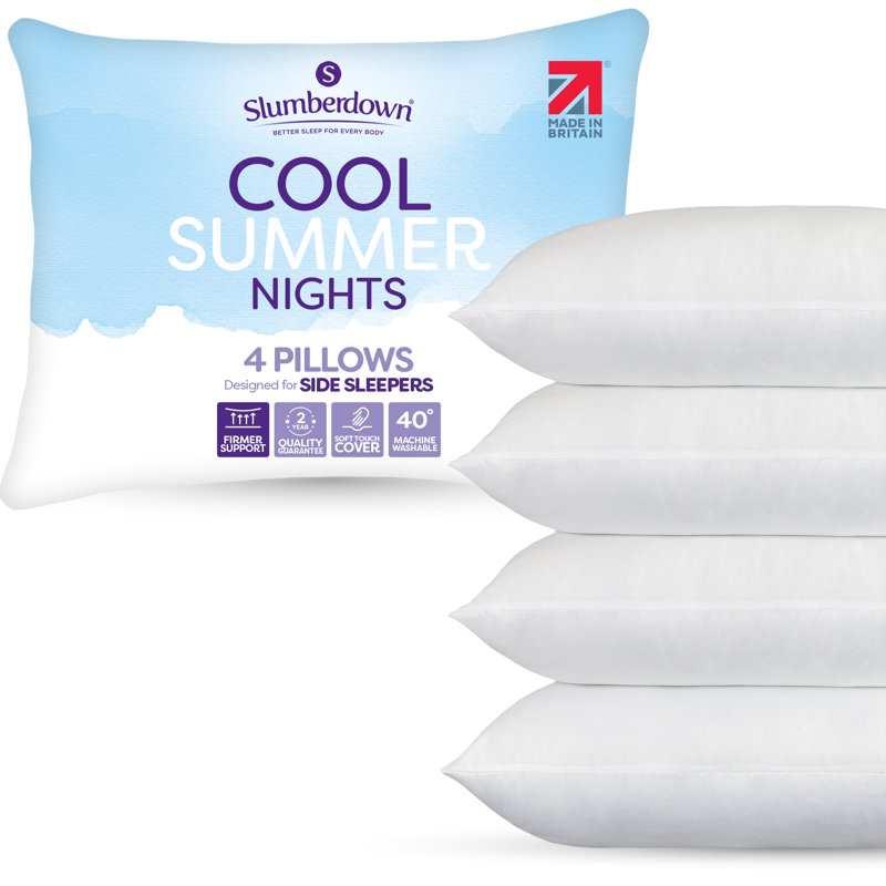 Slumberdown Cool Summer Nights Firm Support Pillow Set (4) - Cooling for Back & Side Sleepers