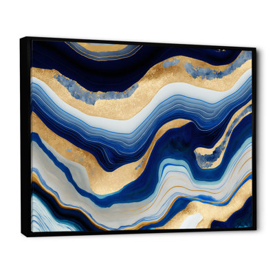 «Vibrant Blue and Gold Flow Art IV», peinture sur toile
