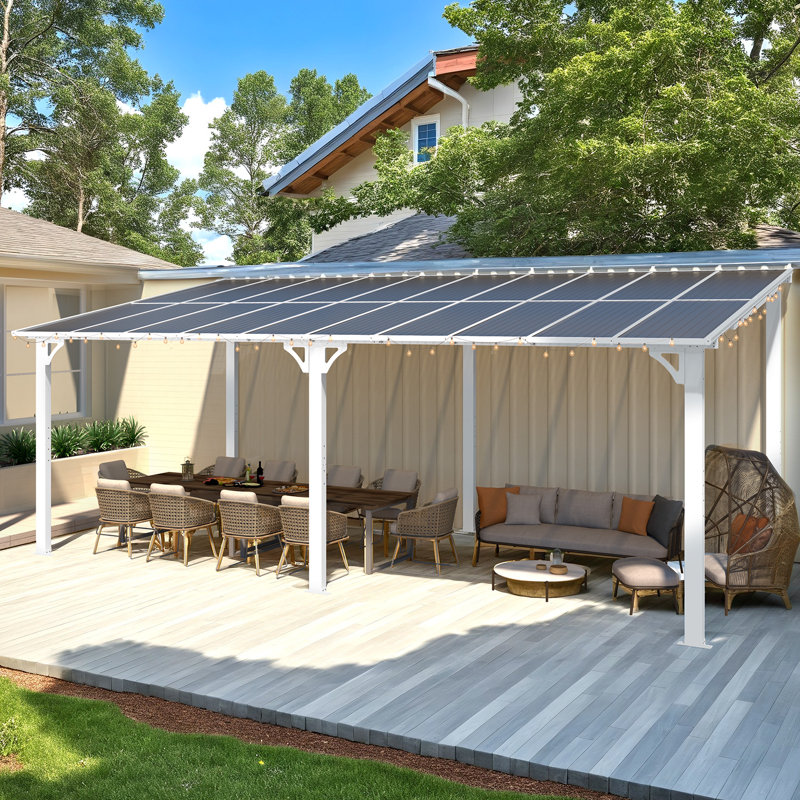 Pergola en aluminium avec auvent, Blanc, 20 pi x 10 pi