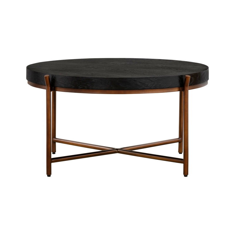 Table basse ronde en métal avec pieds croisés