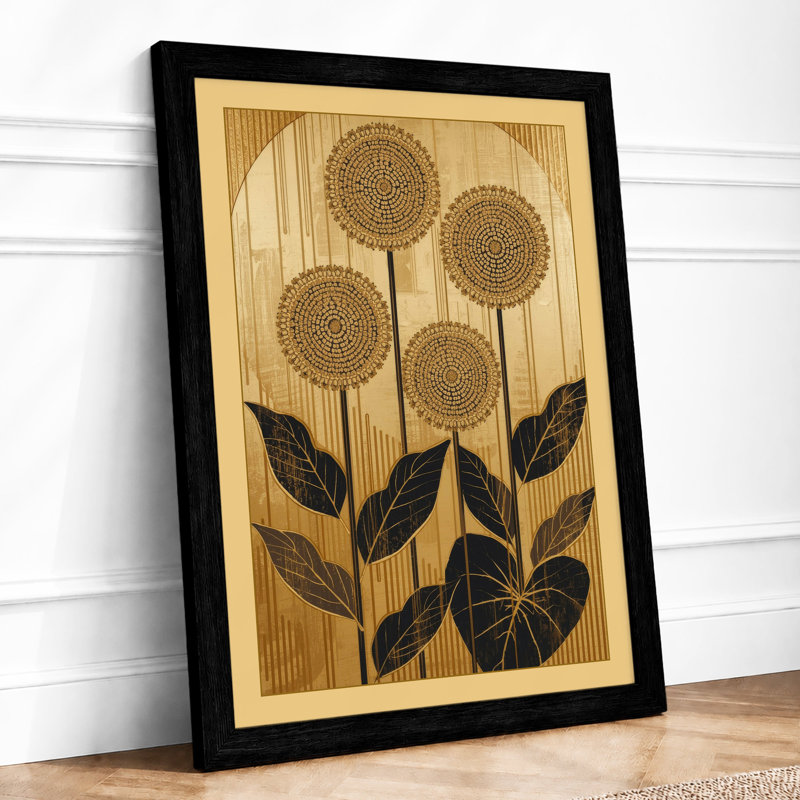 Dotted Flower Stems Botanical - Print, A2 - 59.4 x 42.0 cm, Black