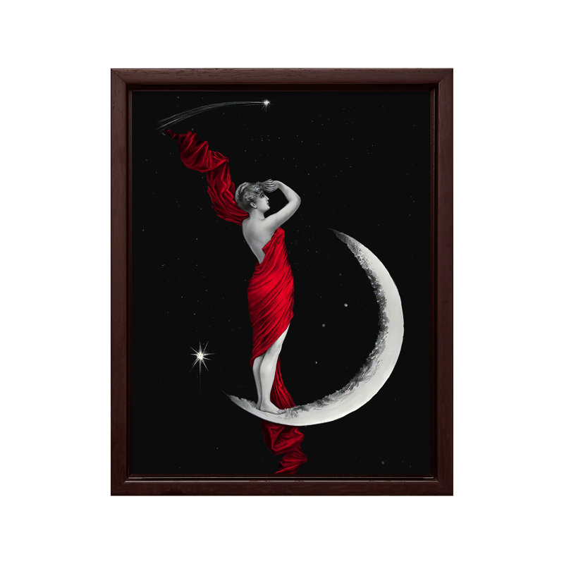 Déesse de la lune altérée, Canvas, 12"H x 16"W, Brown Framed