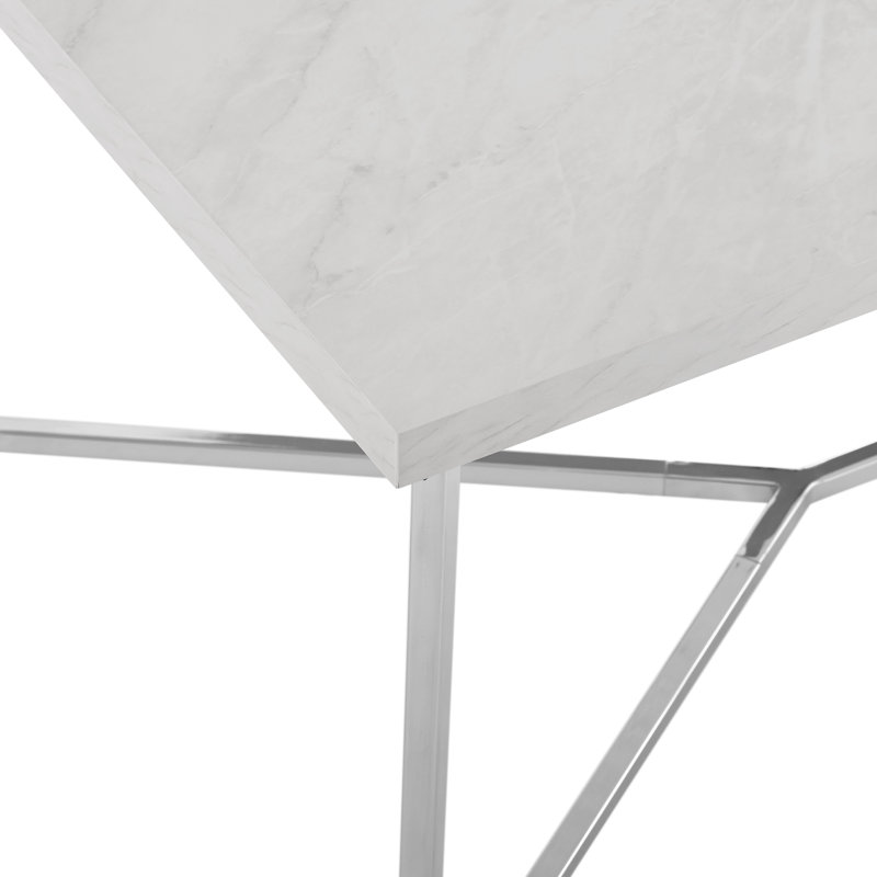 Allie Frame Coffee Table, Chrome, White