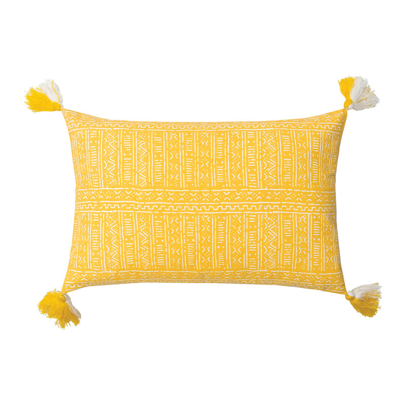 Canary Yellow Cotton Canvas Rectangular Throw Pillow
