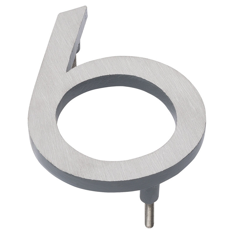 Numéro de maison à fixation flottante 24 po, Nickel satiné / gris, 6