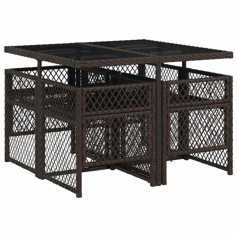 Patio Dining Set with, Cream White, Brown