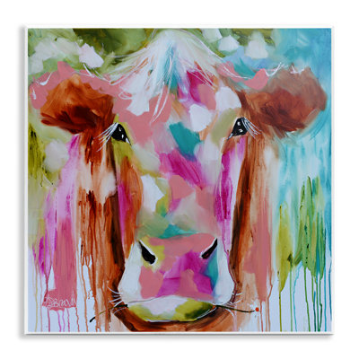 Plaque murale Expressionist Vibrant Cow, design par Amanda Brooks