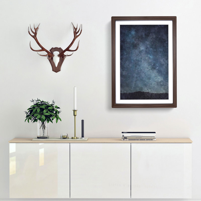 Starry Sky Painting - Framed Print, 87cm H x 62cm W x 2cm D, Walnut Framed