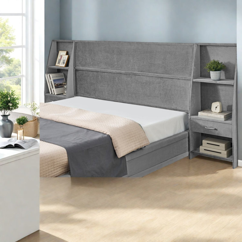 Lit avec rangement et grand lit en MDF