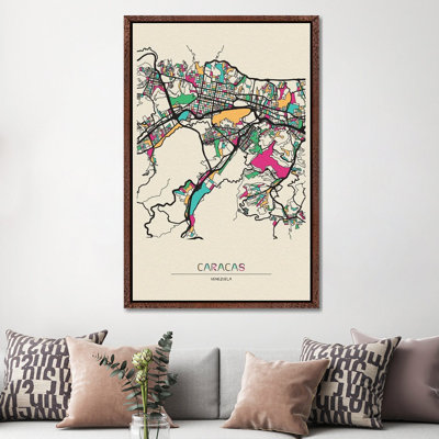 Ho Chi Minh City, Vietnam Map by Ayse Deniz Akerman - Floater Frame Print on Canvas