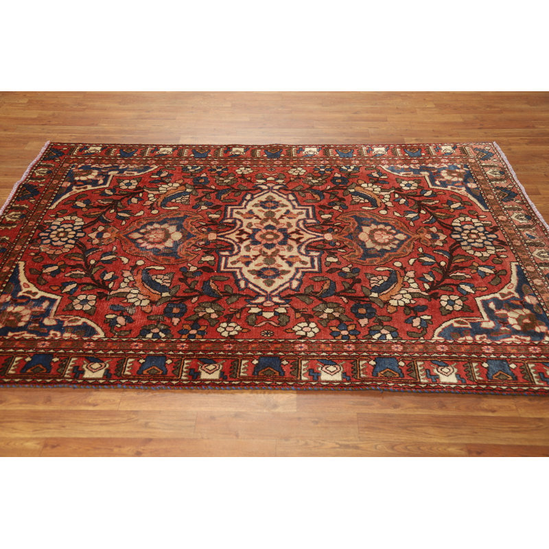 Tapis traditionnel floral en laine à médaillon 5 x 6