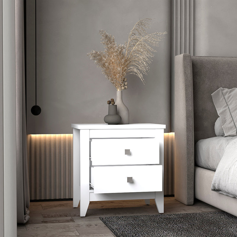 Windsor 2-Drawer Nightstand, White