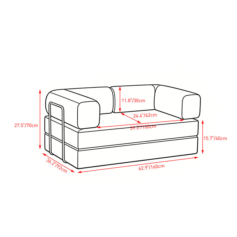 Upholstered Compression Blue Corduroy Convertible Sleeper Sofa Bed - Foldable Floor Couch With No Assembly, Blue