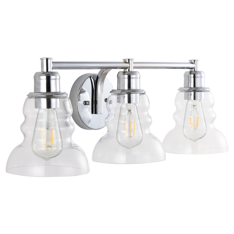 Swartwood Vintage Metal/Glass Industrial Rustic LED Vanity, Chrome, 3