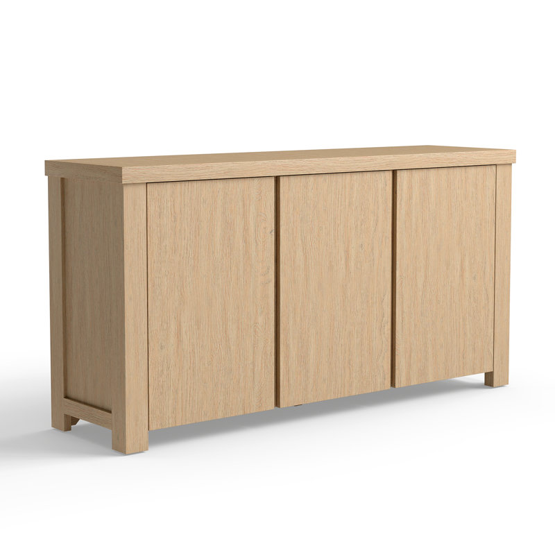 Buffet en bois manufacturé et à 3 portes de 66 po de largeur Dutton, Bois de chêne