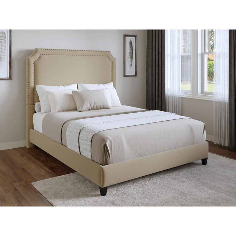 Roeder Upholstered Headboard, Beige, Full