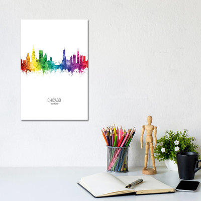 Chicago Illinois Skyline Rainbow Tall by Michael Tompsett - Wrapped Canvas Gallery-Wrapped Canvas Giclée