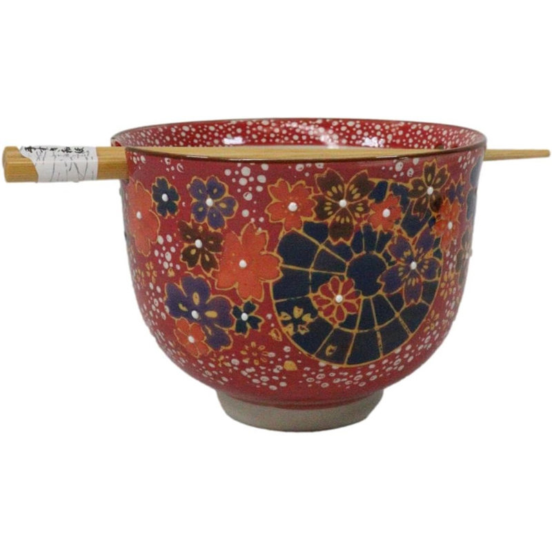 Ensemble de bol à soupe avec des baguettes Donburi Colorful Spring Spring
