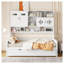 Lit de jour simple en bois avec lit gigogne simple, armoire et tablette tout-en-un, blanc
