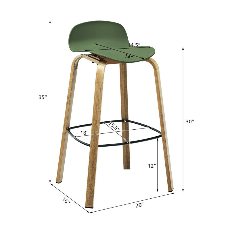 Counter Stool with Metal Frame, Green
