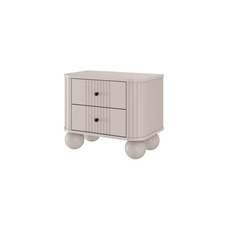 Dayzee 56cm W Manufactured Wood Bedside Table, Cashmere/Black, Cashmere, Cashmere
