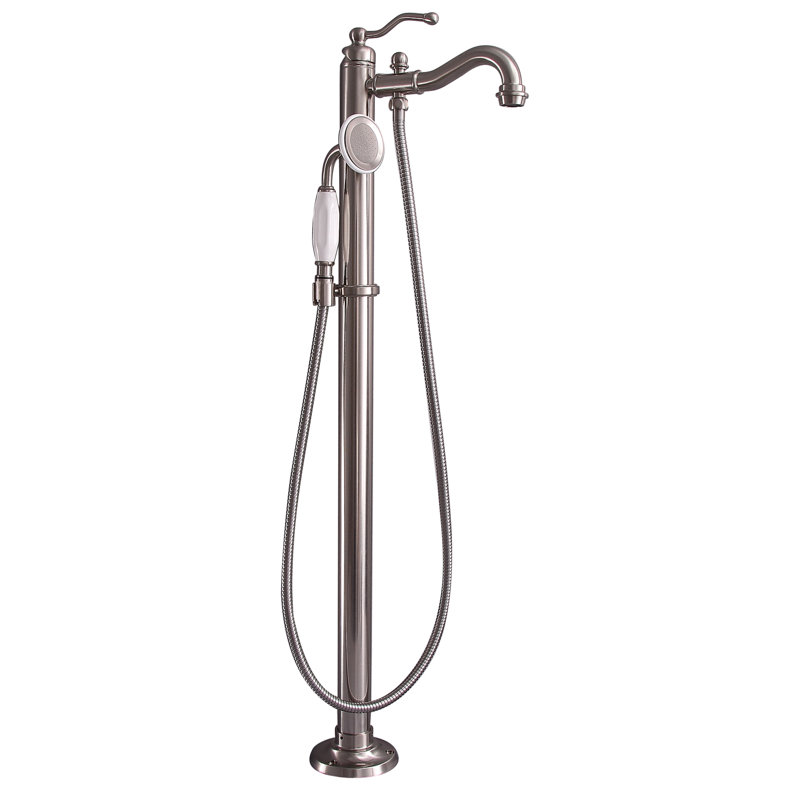 Lamar Bathroom Freestanding Tub Filler with Diverter, Brushed Nickel