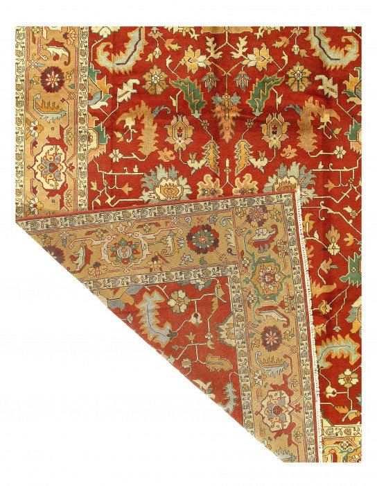 Wool Oriental Area Rug in Red/Beige