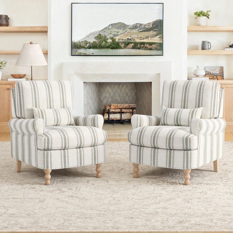 Fauteuil d'appoint surdimensionné en lin avec coussin lombaire et pieds Rickon de 32 po de largeur, pour le salon, la chambre à coucher et le bureau