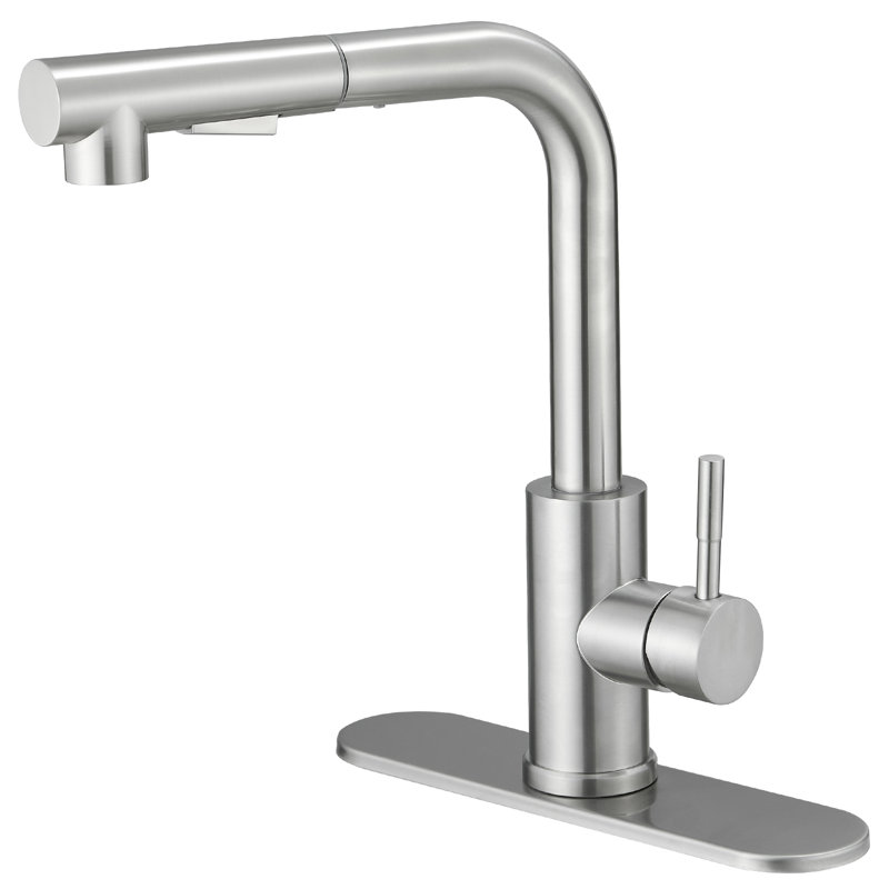 2 Sprayer Single Hole Single-Handle Pull Out Kitchen Faucet 360°Swivel Spout, Brushed Nickel