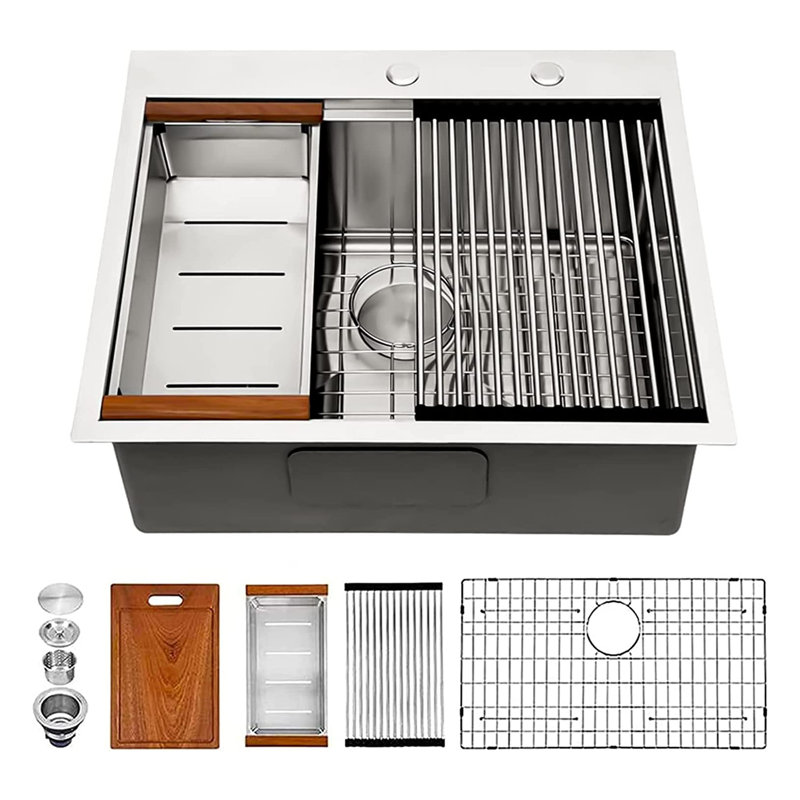 25'' L Farmhouse / Apron Single Bowl Stainless Steel Kitchen Sink