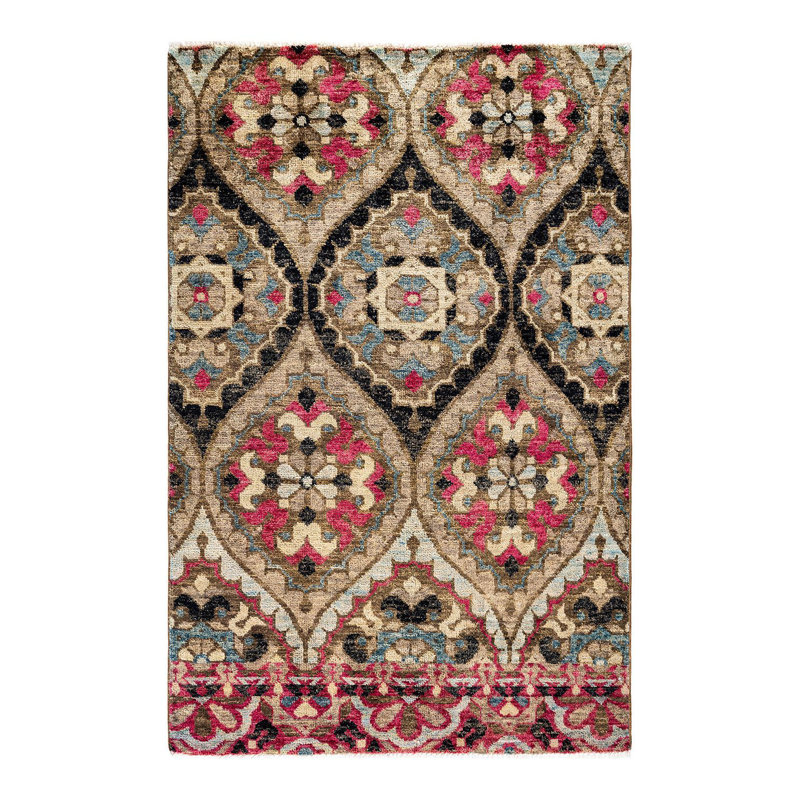 Contemporary One-of-a-Kind 4' 0" X 6' 0" Hand Knotted Area Rug