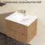 Meuble-lavabo mural 24 po avec lavabo à cuve blanche - Design flottant, finition noyer, peu encombrant pour une salle de bain moderne - Mobilier de salle de bain