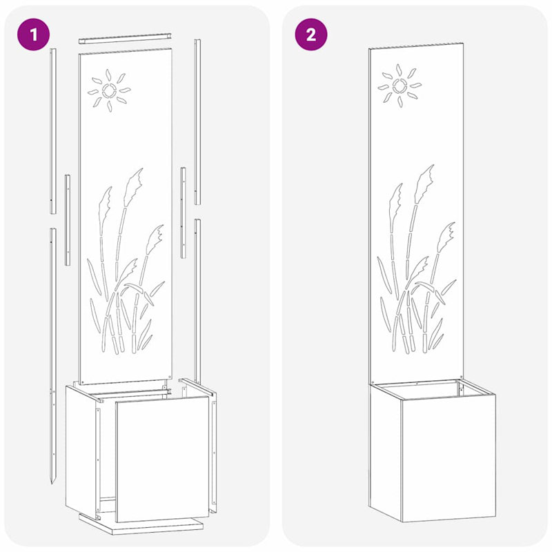 Garden Planter With Decorative Panel Sliver, 140cm H x 32cm W x 32cm D