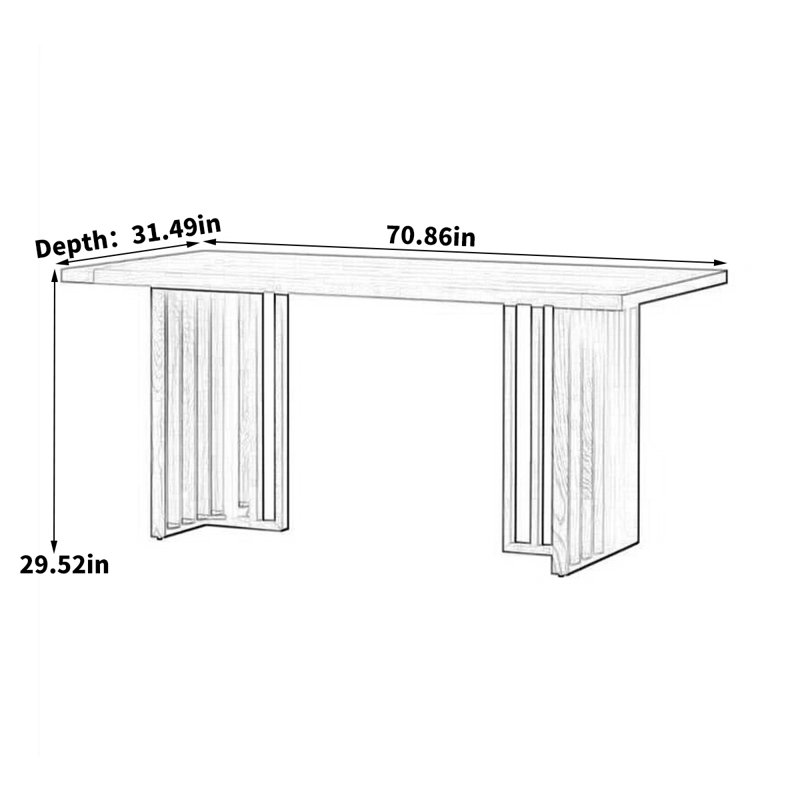 Naol Ash Solid Wood Dining Table, 29.52"H x 70.86"L x 31.49"W