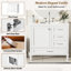 Meuble-lavabo 36 po avec poignées argentées - Design blanc intemporel pour un lavabo rectangulaire en céramique
