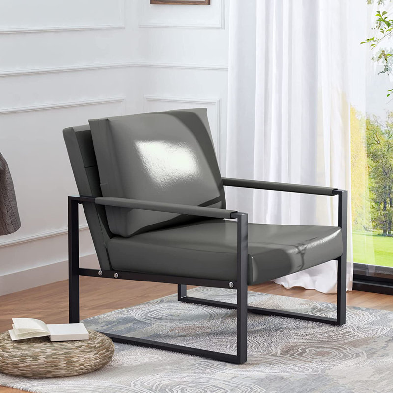 Carlean Faux Leather Armchair, Gray Faux Leather