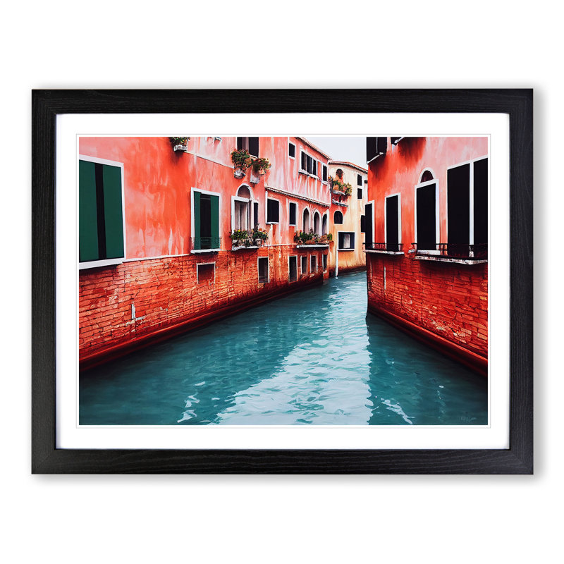 Venice Canal - Framed Print, Black, 46cm H x 64cm W x 2cm D