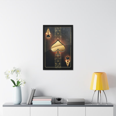 Black Gold Ace Of Hearts Playing Card Canvas Wall Art