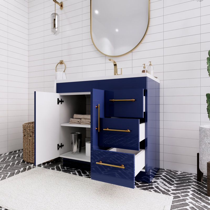 Meuble-lavabo simple l 36 po, Bleu nuit
